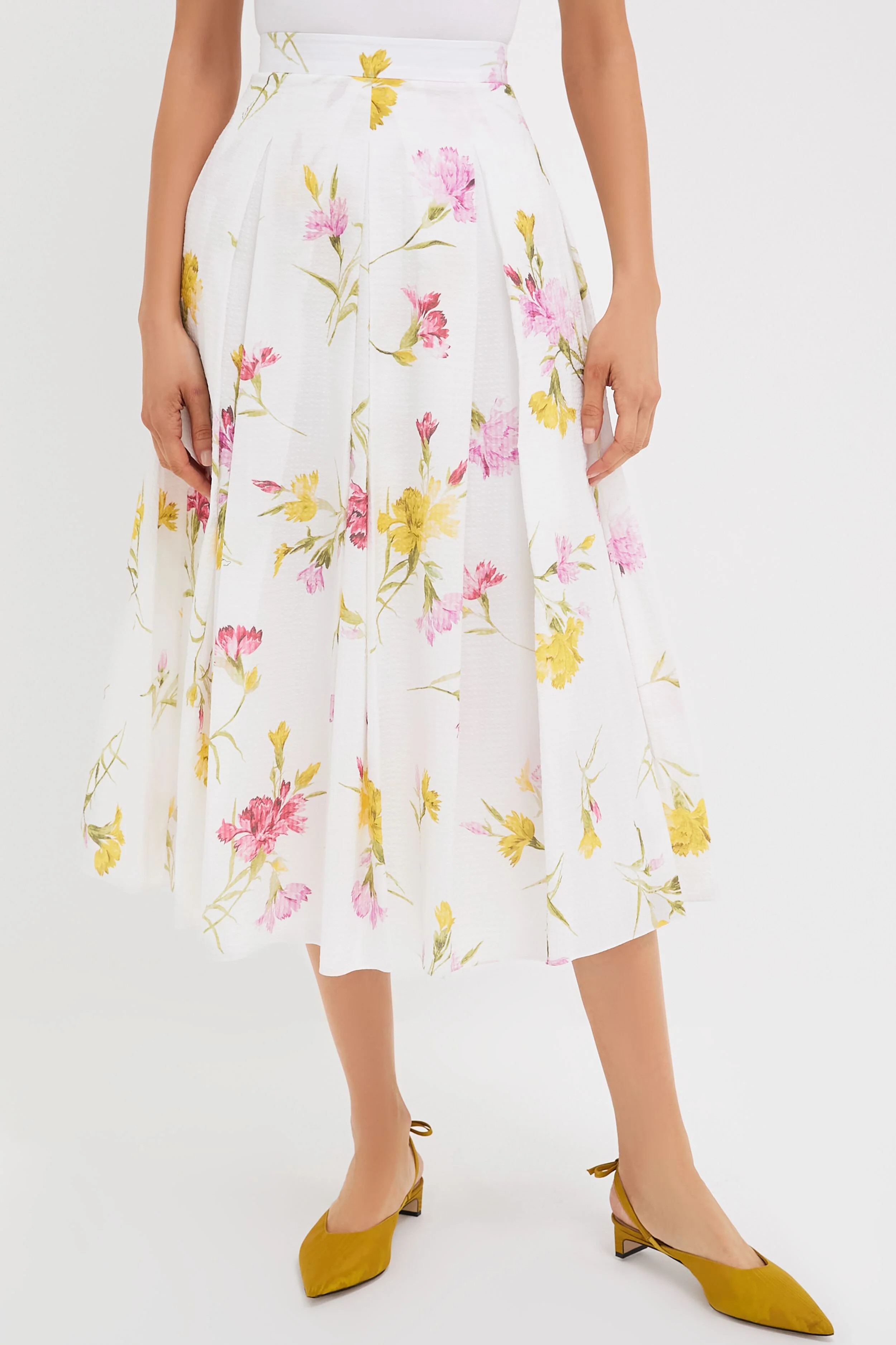 Dancing Carnation Multi Pleated Midi Skirt | Tuckernuck (US)