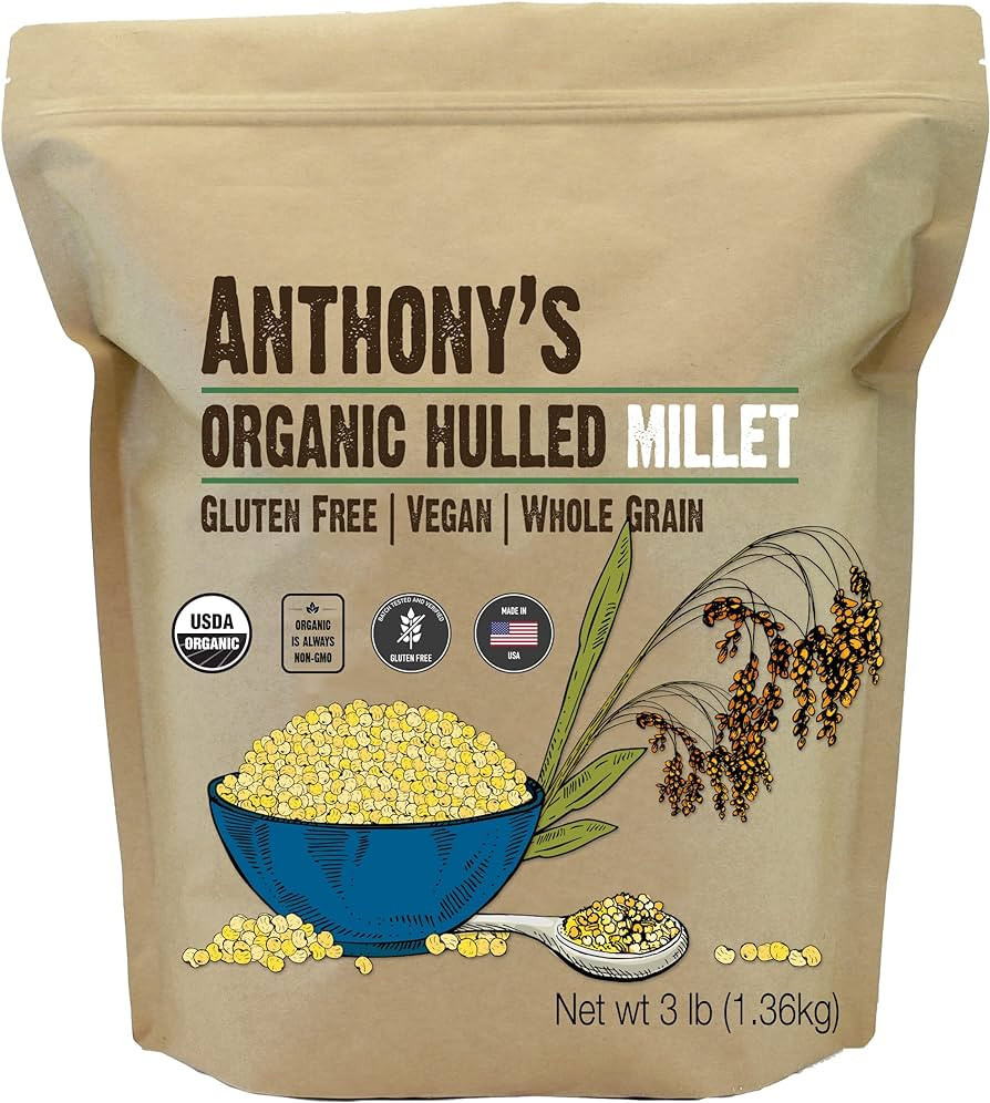 Anthony's Organic Hulled Millet, 3 lb, Gluten Free, Raw & Grown in USA | Amazon (US)