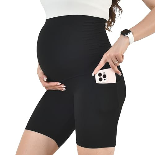 Leafigure Maternity Shorts with Pockets Over The Belly for Women, High Waisted Soft Pregnancy Yog... | Amazon (US)