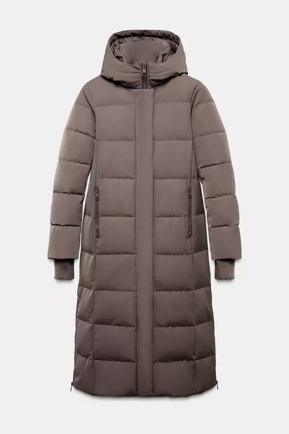 LONG WATER-REPELLENT AND WINDPROOF DOWN PUFFER JACKET WITH HOODIE | Zara UK