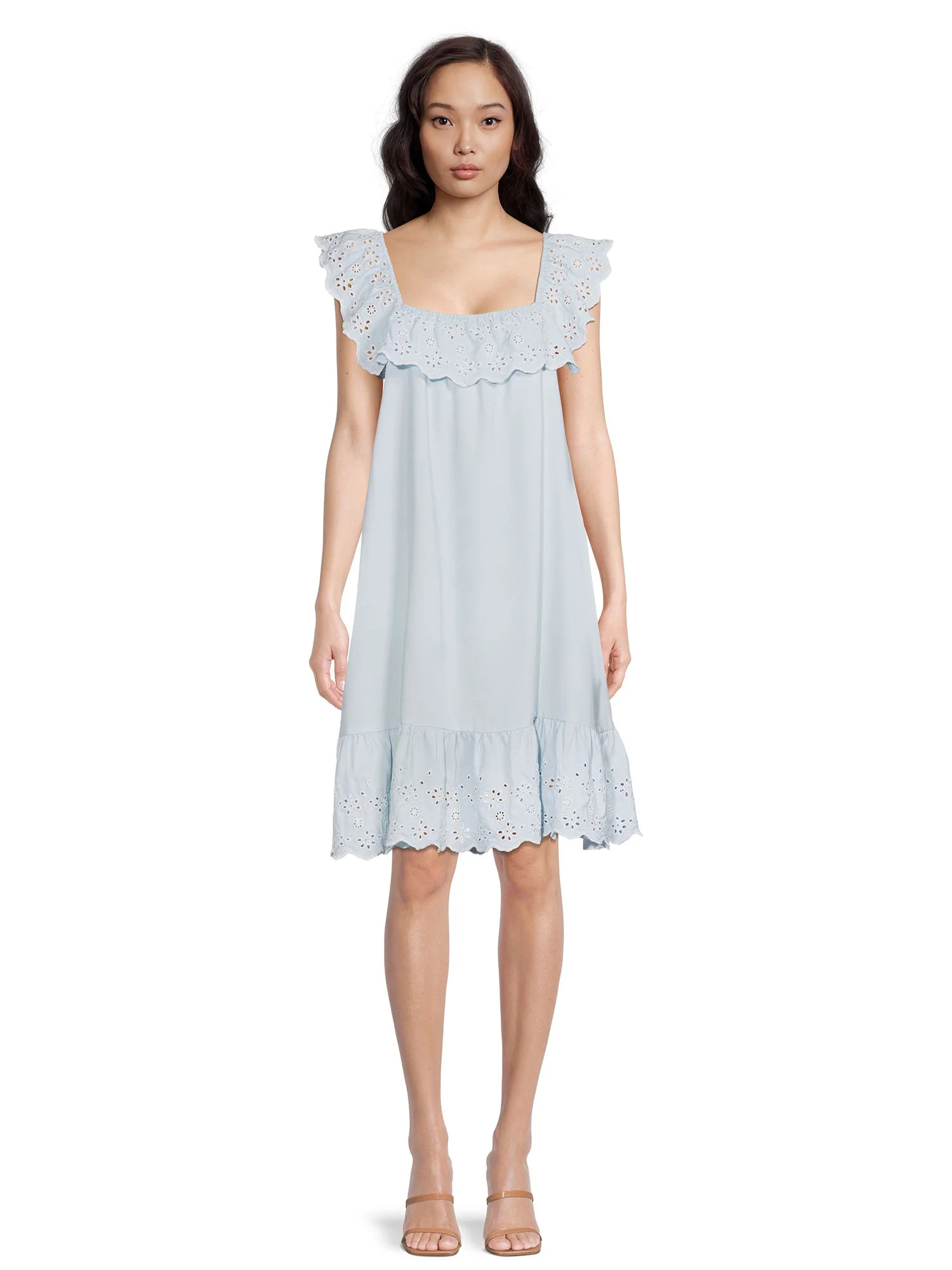 Time and Tru Women's Eyelet Ruffle Dress | Walmart (US)