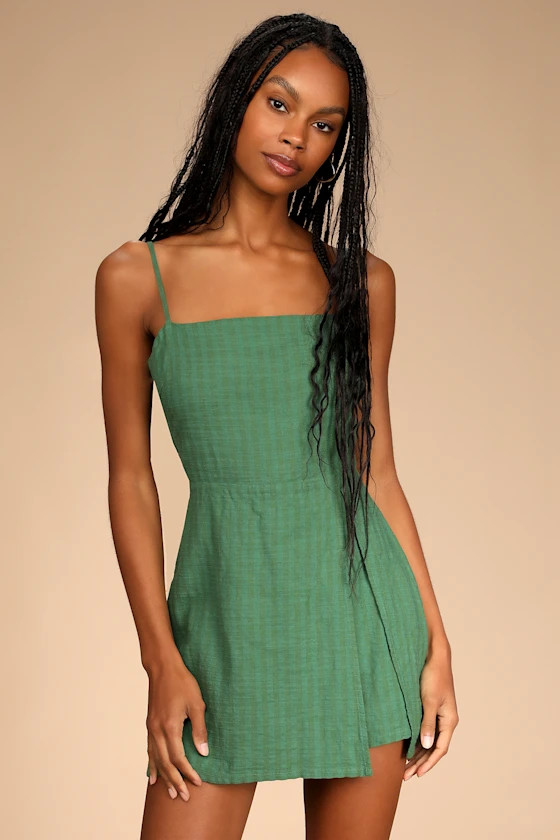 All About Us Green Tie-Back Cutout Skort Romper | Lulus (US)