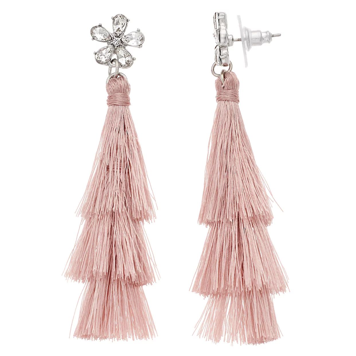 LC Lauren Conrad Blush Tiered Tassel Drop Earrings | Kohl's