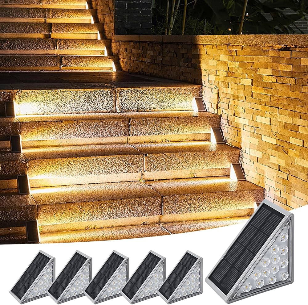 Solar Stair Lights Outdoor 6 Pack, Solar Step Lights Waterproof IP67, Outside LED Lights for Step... | Amazon (US)