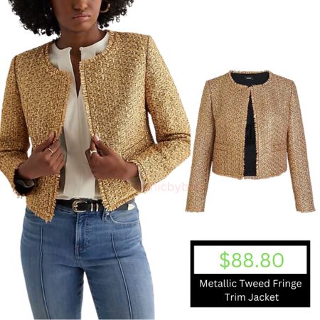 Shimmer and Shake. Metallic Tweed Jacket with Fringe Trim 🤩

#LTKCyberWeek #LTKGiftGuide #LTKU