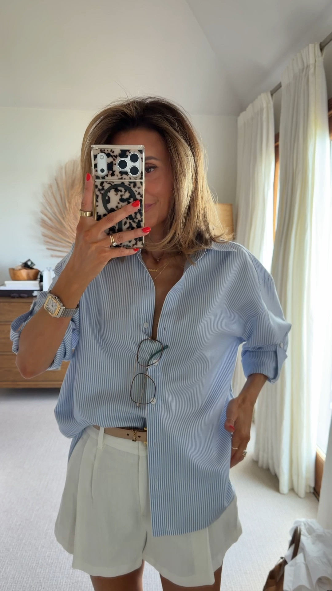 What I’m wearing for our margaritas date! 
Mini shorts (size 2) in linen has the pleated that make it look a bit more flared and so cute! Paired with an oversized lightweight button up shirt (size 2Xs - fits very oversized!) 

#LTKdayinmylife #LTKootd #LTKgrwm