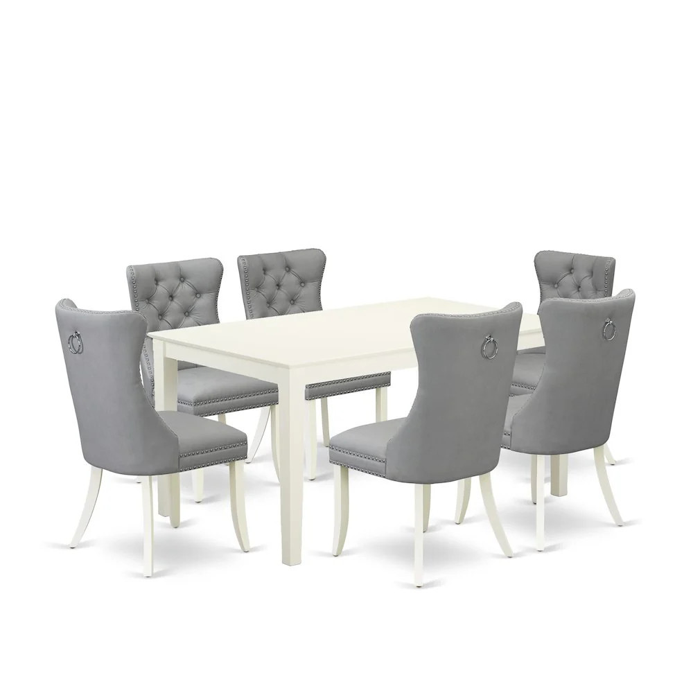 7 Piece Dining Table Set Contains a Rectangle Modern Dinette Table | Shop Simon