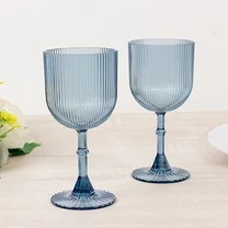 Balsa Circle 12 Dusty Blue Plastic Wine Glasses 9oz Vintage Ribbed Pattern Party Events Reception... | Walmart (US)
