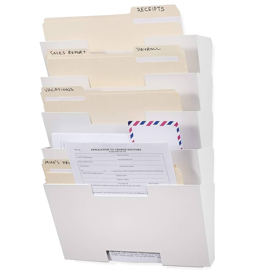 Wallniture Lisbon Metal Wall File Holder Organizer, Wall Mount File Holder, 5-Tier Office Decor a... | Amazon (US)