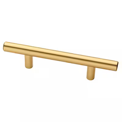 Brainerd  Bar 3-in Center to Center Brushed Brass Cylindrical Bar Drawer Pulls | Lowe's