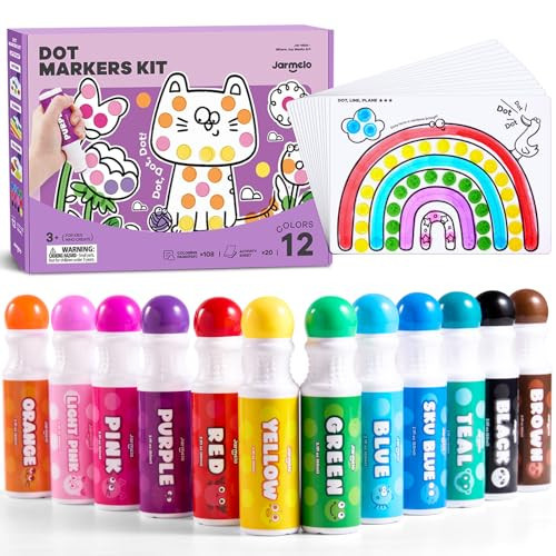 Jar Melo Washable Dot Markers for Toddlers, 12 Colors Dot Paints with 120 Printed PDF & 20 Activity Papers, Non-Toxic Bingo Markers for Kids Arts and Crafts Gifts | Amazon (US)