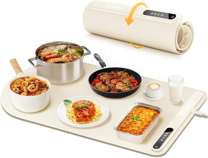 Electric Food Warming Mat for Heating - Portable Foldable Silicone Warming Tray for Party Travel ... | Amazon (US)