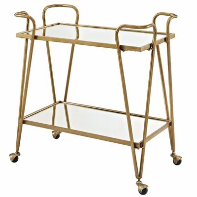 Gordan 2 Tier Mirror and Metal Bar Cart Everly Quinn | Wayfair North America