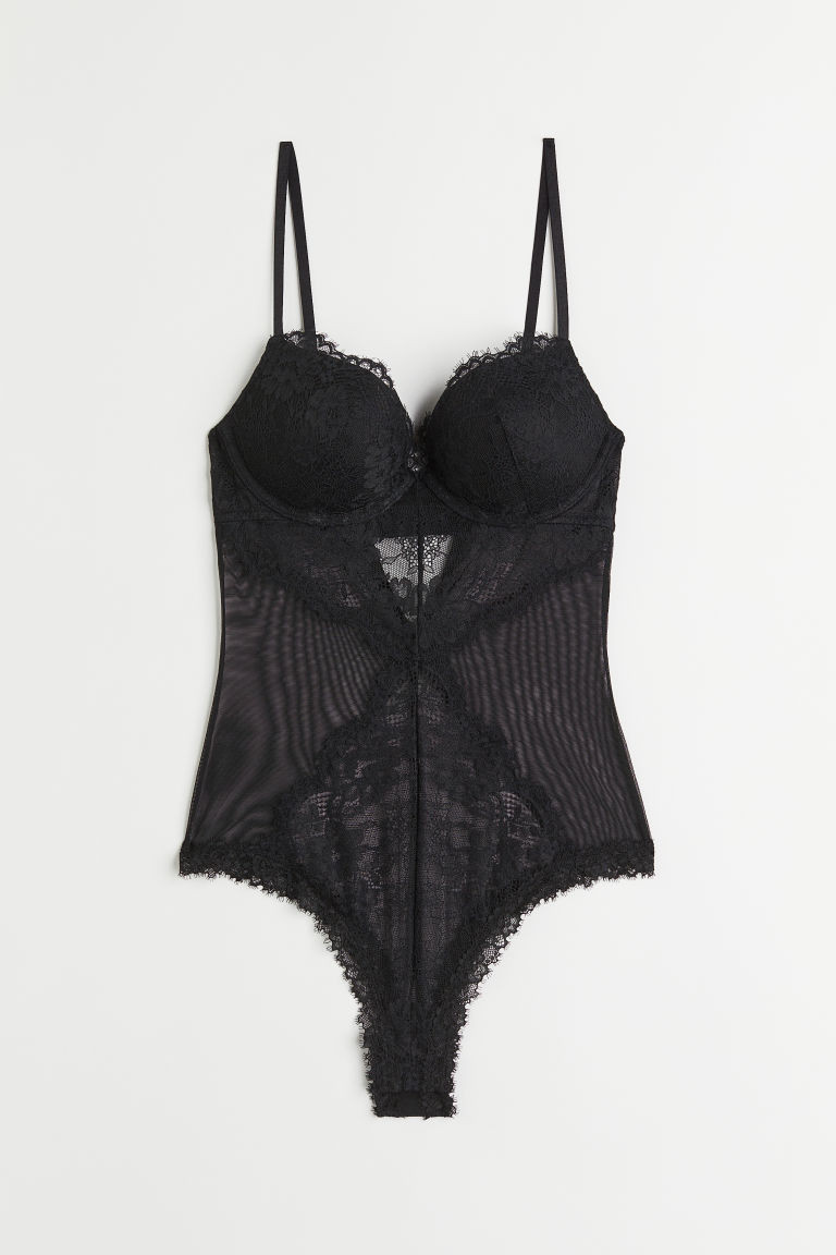 H & M - Super-Push-up-Body aus Spitze - Schwarz - Damen | H&M (DE, AT, CH, NL, FI)