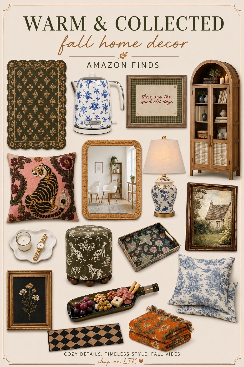 Amazon fall home finds 🍂🤎 Warm, collected, and a little bit old-world — the kind of cozy pieces that make your home feel layered, timeless, and lived-in. From vintage-inspired art and toile to rich olive greens, florals, and warm wood tones… I’m obsessed. 🕯️🌿

Shop everything on my LTK! ✨

#AmazonHome #AmazonFinds #FallHomeDecor #FallDecor #HomeDecorFinds #CozyHome #VintageInspiredHome #EnglishCountryStyle #CottageStyle #TraditionalHome #LTKFinds

#LTKHome #LTKOver40 #LTKSeasonal