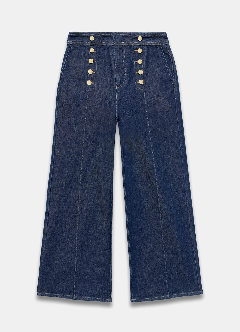Dark Indigo Button Front Tailored Jean | Mint Velvet