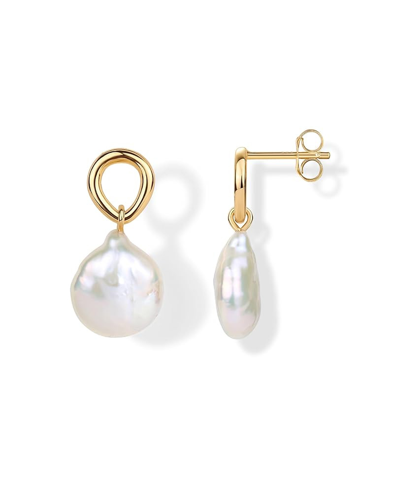 PAVOI 14K Gold Plated Pearl Earrings for Women - Pearl Statement Drop Bridal Earrings - Sterling ... | Amazon (US)