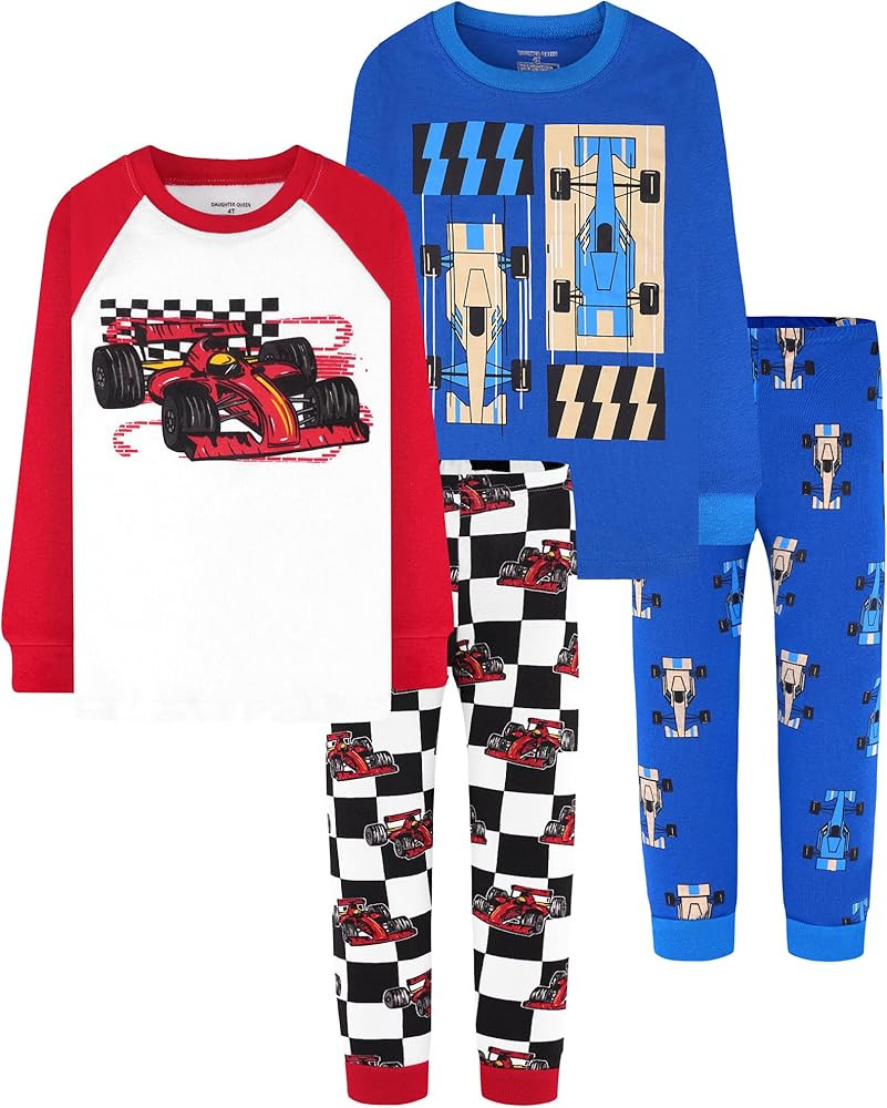 DAUGHTER QUEEN Boys 100% Cotton Long Sleeve Pajamas Size 18Months-12Years | Amazon (US)