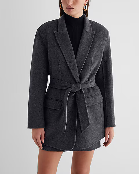 Wool-Blend Oversized Belted Jacket | Express