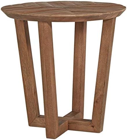 Signature Design by Ashley Kinnshee Rustic Mango Wood Round End Table, Brown | Amazon (US)