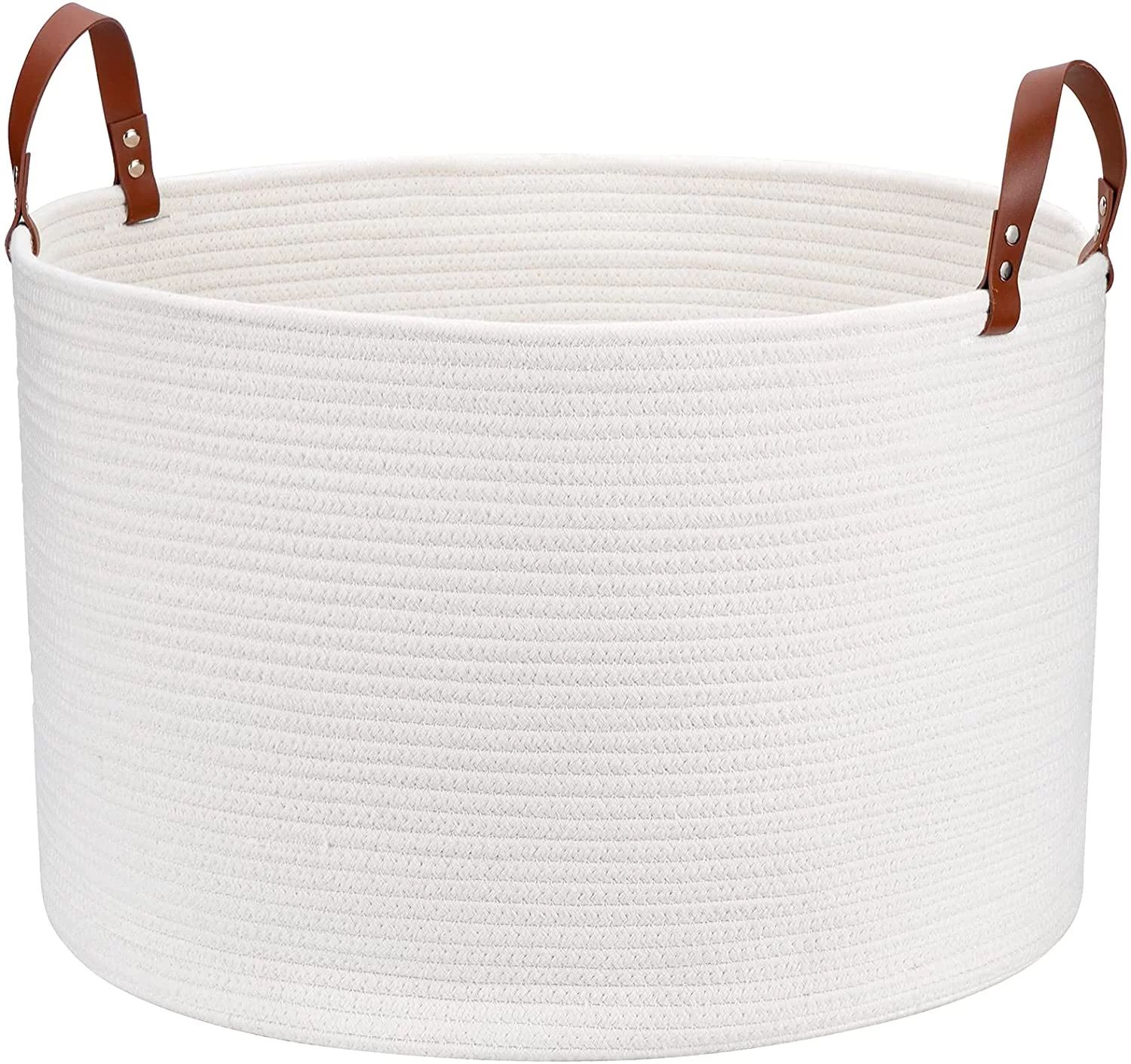 Extra Large Blanket Basket, XXL Cotton Rope Basket Woven Storage Basket Collapsible Laundry Baske... | Walmart (US)
