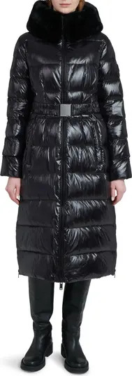 Lexi Water Resistant Hooded Nylon Down Puffer Coat with Faux Fur Trim | Nordstrom