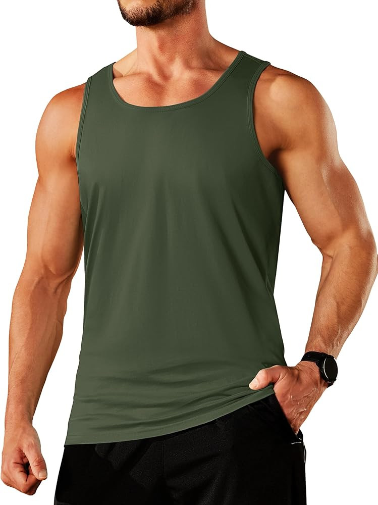 TACVASEN Men's Tank Top Cotton Moisture Wicking Muscle Shirt Summer Sleeveless Shirts Gym Workout... | Amazon (US)