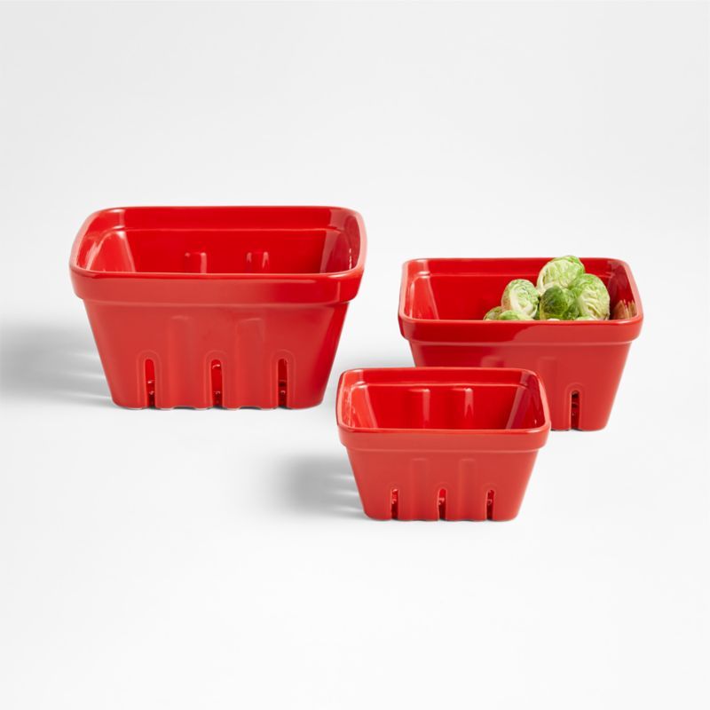 Berry Box Red Colander Set | Crate and Barrel | Crate & Barrel