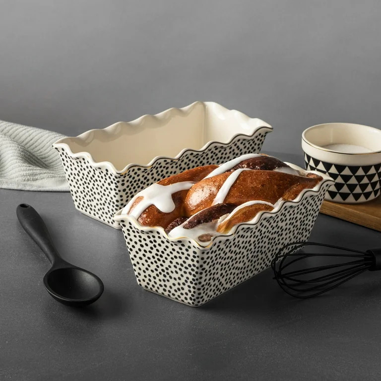 Thyme & Table 9" Ceramic Loaf Dish 2-Piece Set, Dot | Walmart (US)