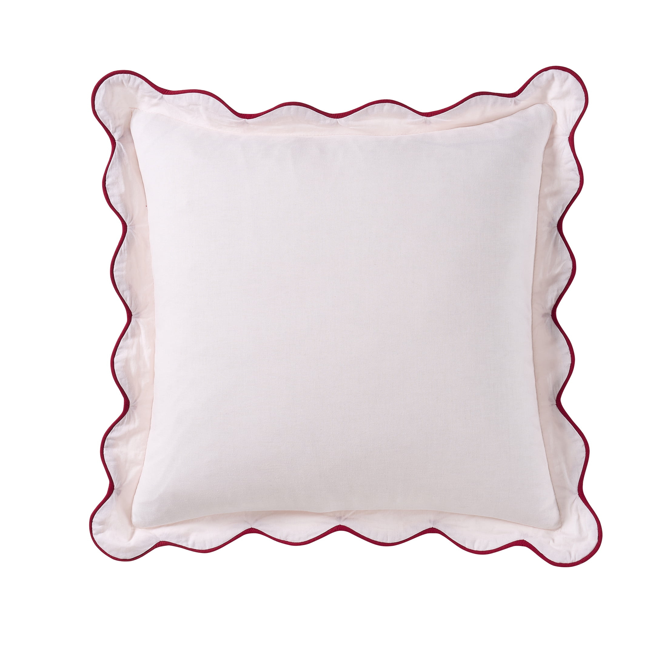 My Texas House 18" x 18" Scalloped Pink/Red Cotton Slub Decorative Pillow Cover | Walmart (US)