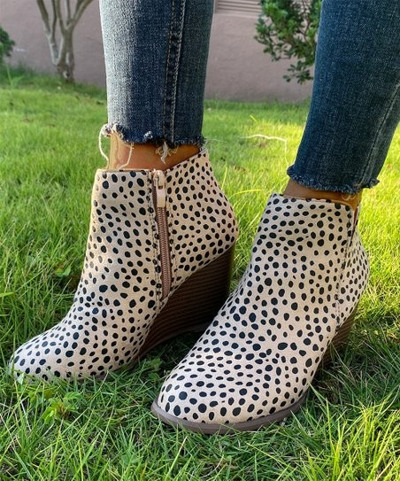 Apricot Leopard Wedge Bootie - Women | Zulily