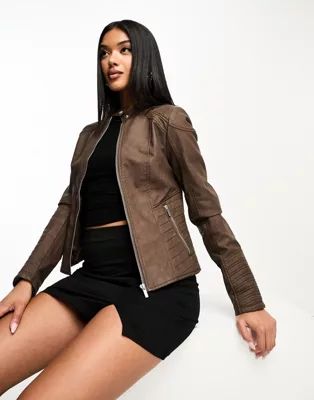 Glamorous fitted faux leather moto jacket | ASOS (Global)