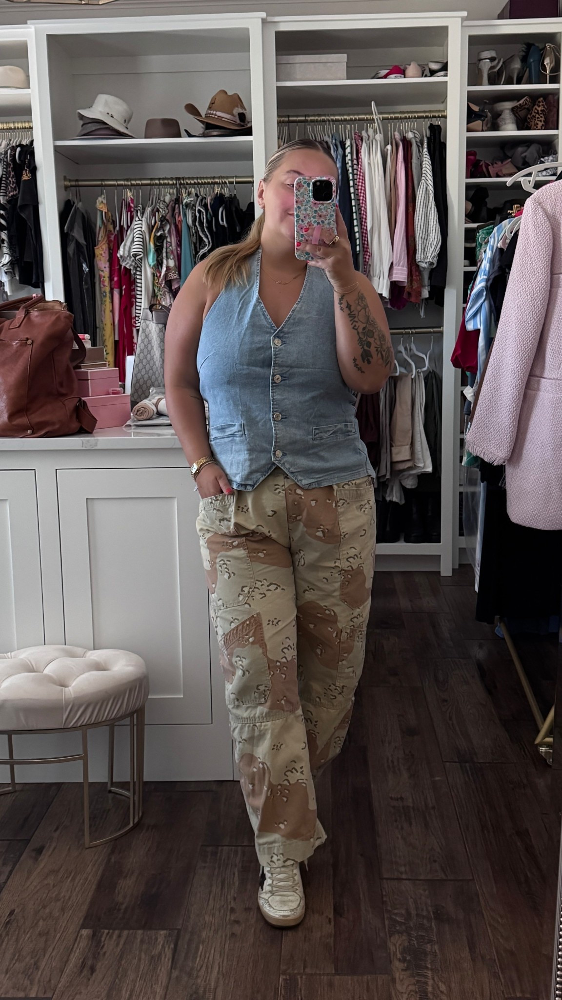 Denim vest szn 🤝 desert camo cargo pants — obsessed with mixing something structured with a chill fit. Effortless, comfy, but still looks put together. Linking this look + similar pieces for the perfect laid-back street style vibe. 
•
•
•denim vest outfit, camo cargo pants outfit, fall outfit ideas, casual street style, everyday look, denim top, cargo pants aesthetic, neutral outfit inspo, casual mom style, trending fall outfit


#LTKfashion #LTKstyletip #LTKunder100 #LTKootd #LTKfallstyle #cargopantsoutfit #denimvest #streetstyleoutfit #casualoutfitideas #neutralstyle #falloutfitinspo #ootdfashion #momstyle #everydayoutfit #outfitideas

#LTKFindsUnder50 #LTKStyleTip #LTKSeasonal
