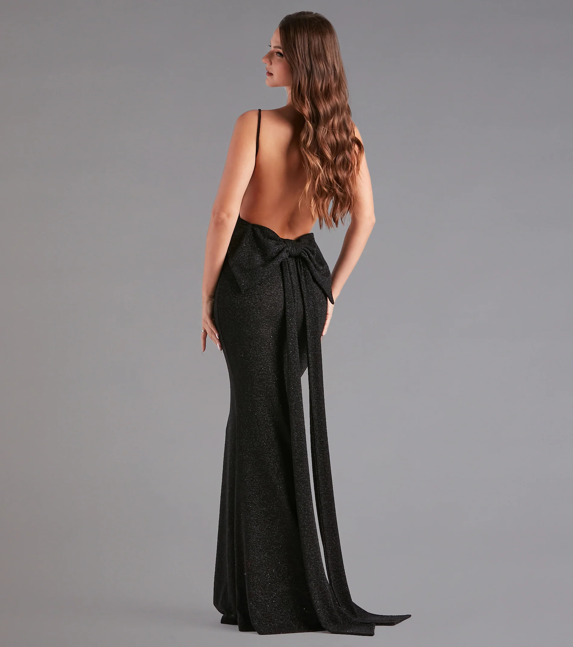 Gwendolyn Glitter Knit Bow-Back Mermaid Dress | Windsor Stores