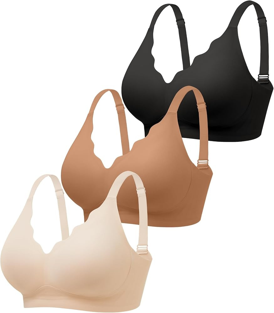 Jelly Bras for Women with Support - S-2XL - Wireless Seamless Padded Bralettes No Underwire Tshir... | Amazon (US)