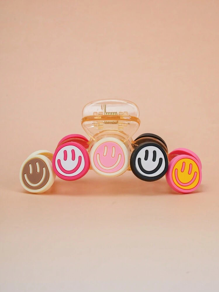 1pc Colorful Smiling Face Hair Clip For Girls, Dopamine Color Smiling Face Hair Claw, Suitable For Daily Use | SHEIN