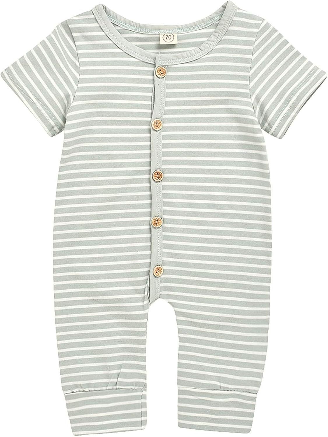 GRNSHTS Newborn Baby Boys Girls Stripe Sleeveless Romper Black and White One Piece Bodysuit | Amazon (US)