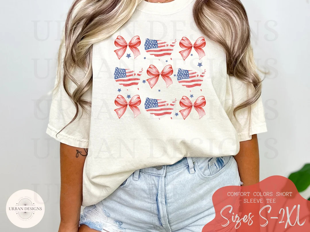 Coquette Bow Shirt, Coquette USA, America, American Flag, Fourth of July, Patriotic Shirt, USA Fl... | Etsy (US)