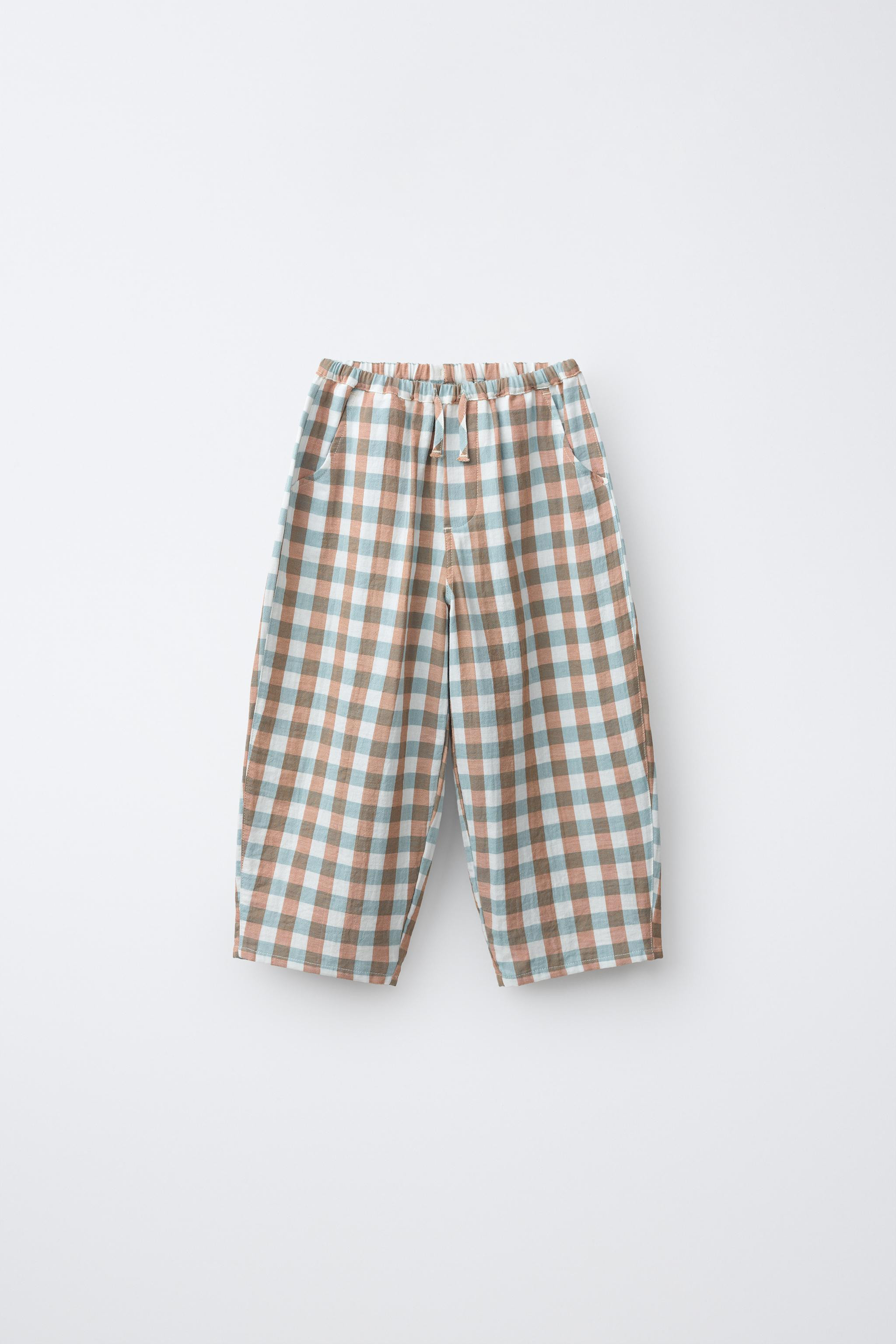 BALLOON GINGHAM CHECK TROUSERS | Zara UK