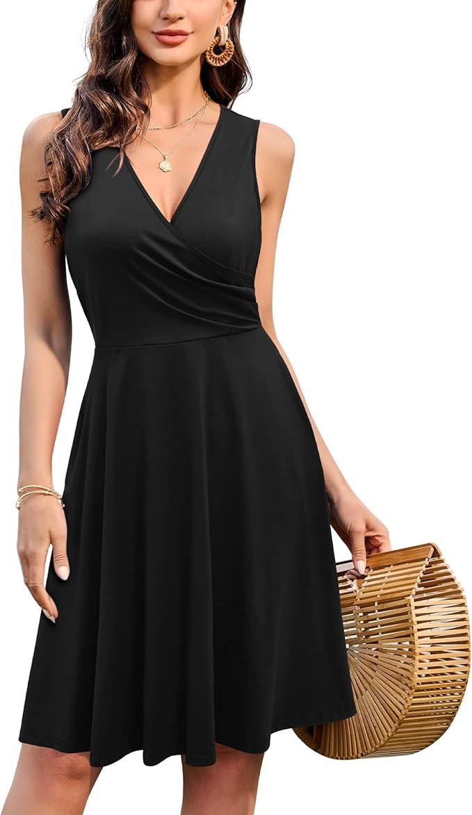 KILIG Women's Casual V Neck Floral Sundresses Aline Sleeveless Midi Summer Dress with Pocekt | Amazon (US)