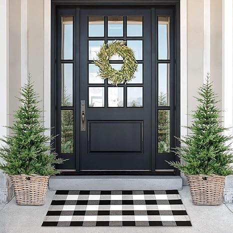 Lili Rey Buffalo Plaid Rug - 28" x 44" Black and White Outdoor Rug, Buffalo Plaid Outdoor Rug, Fr... | Amazon (US)