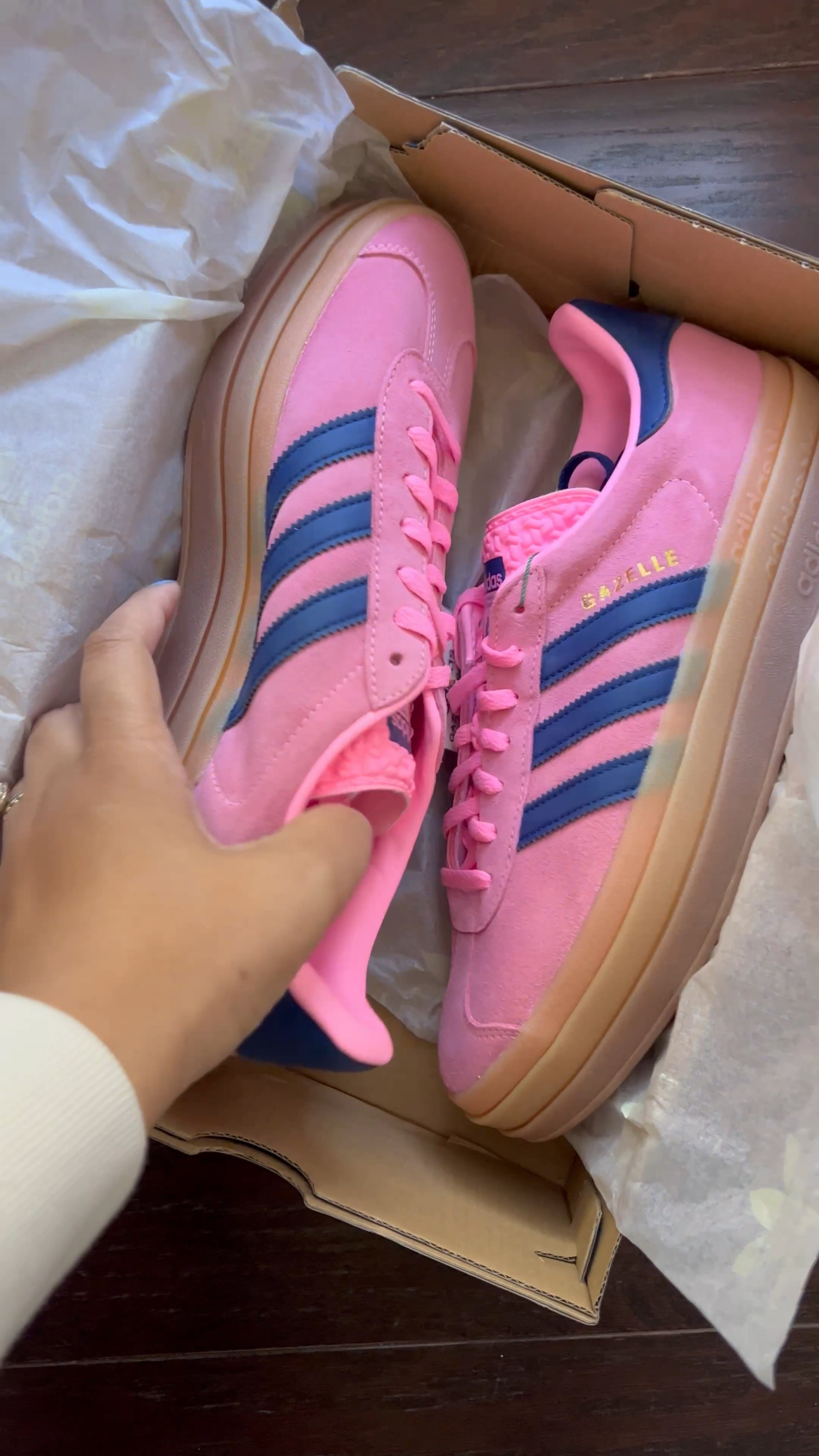 Womens adidas gazelle navy hotsell and pink