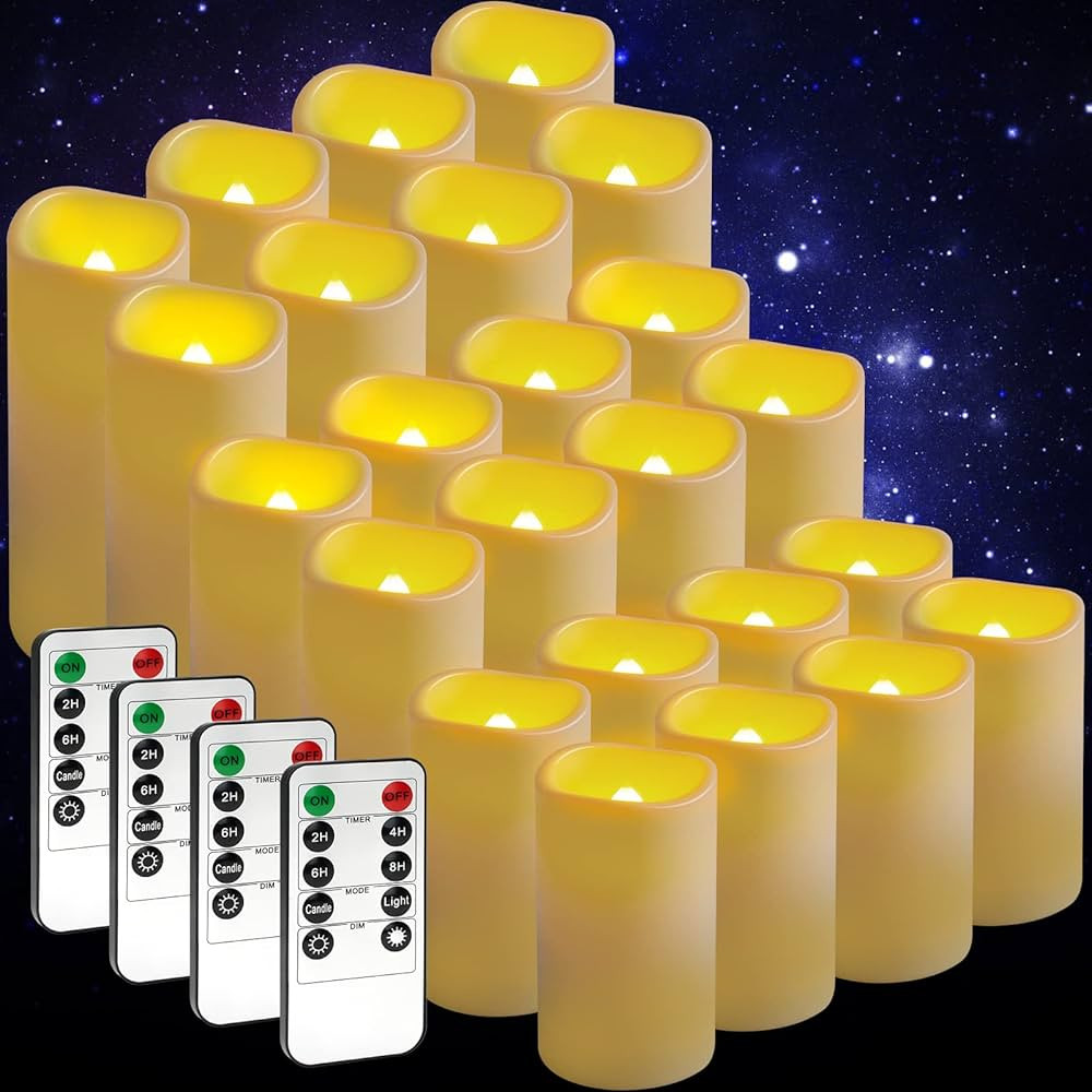 24 Pack Flameless Candles Battery Operated Waterproof Led Candles (D:2.2" X H:3" 4" 5") Candles w... | Amazon (US)