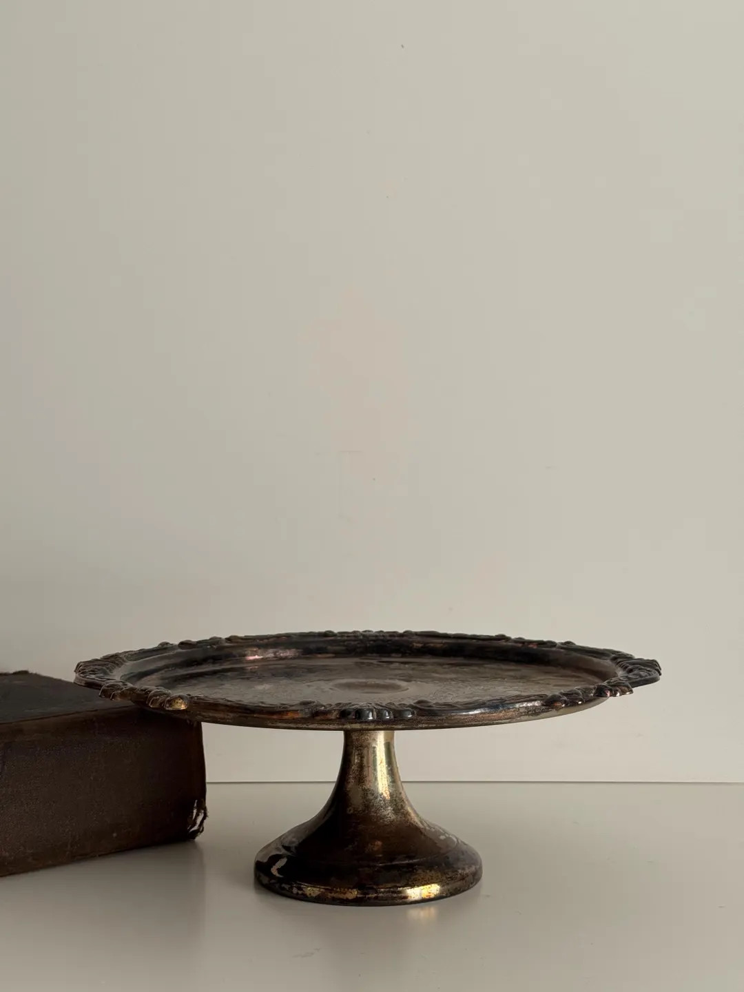 Vintage Aged Silver Cake Stand | Ornate Pedestal Serving Tray - Etsy | Etsy (US)