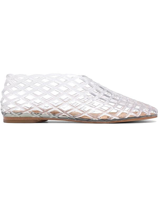 Red Jelly Mesh Ballet Flats for Women Adult Clear Hollow Jelly Sandals Beach Ballerina Jellies Sh... | Amazon (US)