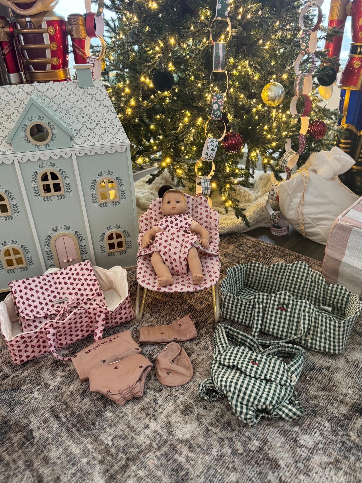 The girls christmas baby doll accessories! Literally love these prints! So cute and fun for girls! Baby doll rocker,baby doll carriers ,diapers, bibs and changing blankets! Linking what I could find and more! 

#babydoll #bittybaby #babydollcarrier 

#LTKKids #LTKHoliday