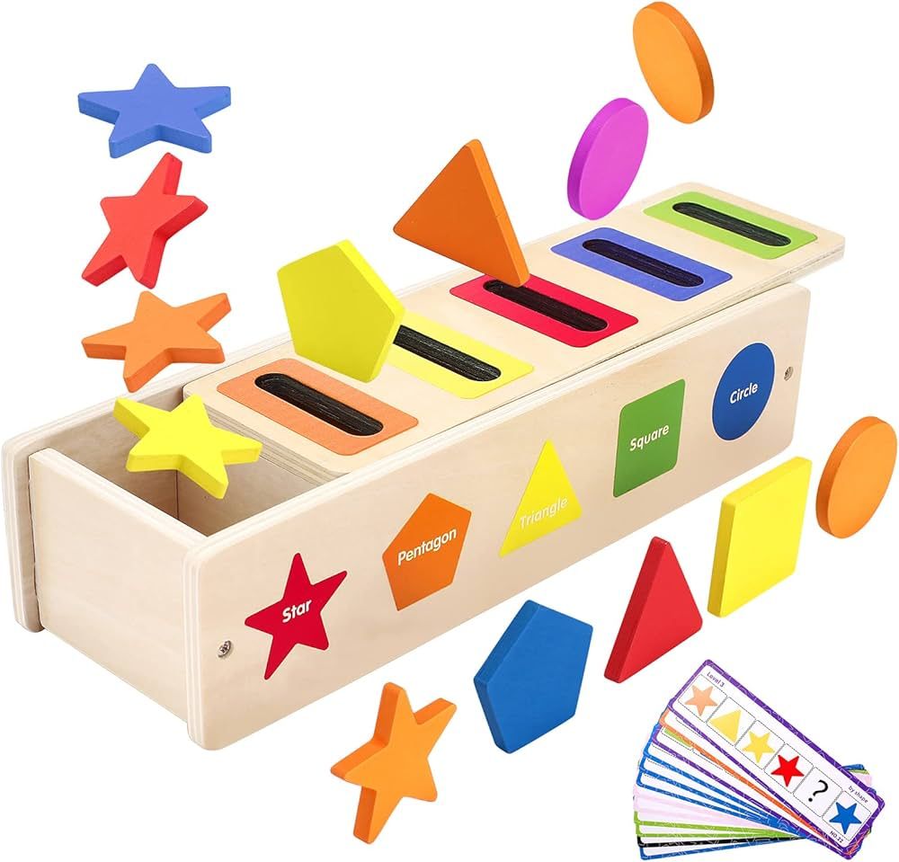 NUGZIX Color & Shape Sorting Matching Box,Montessori Toys for 1 2 3 Year Old Girls Boys Shape Sor... | Amazon (US)