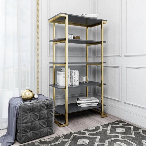 Camila 55.51" H x 30" W Metal Etagere Bookcase | Wayfair North America
