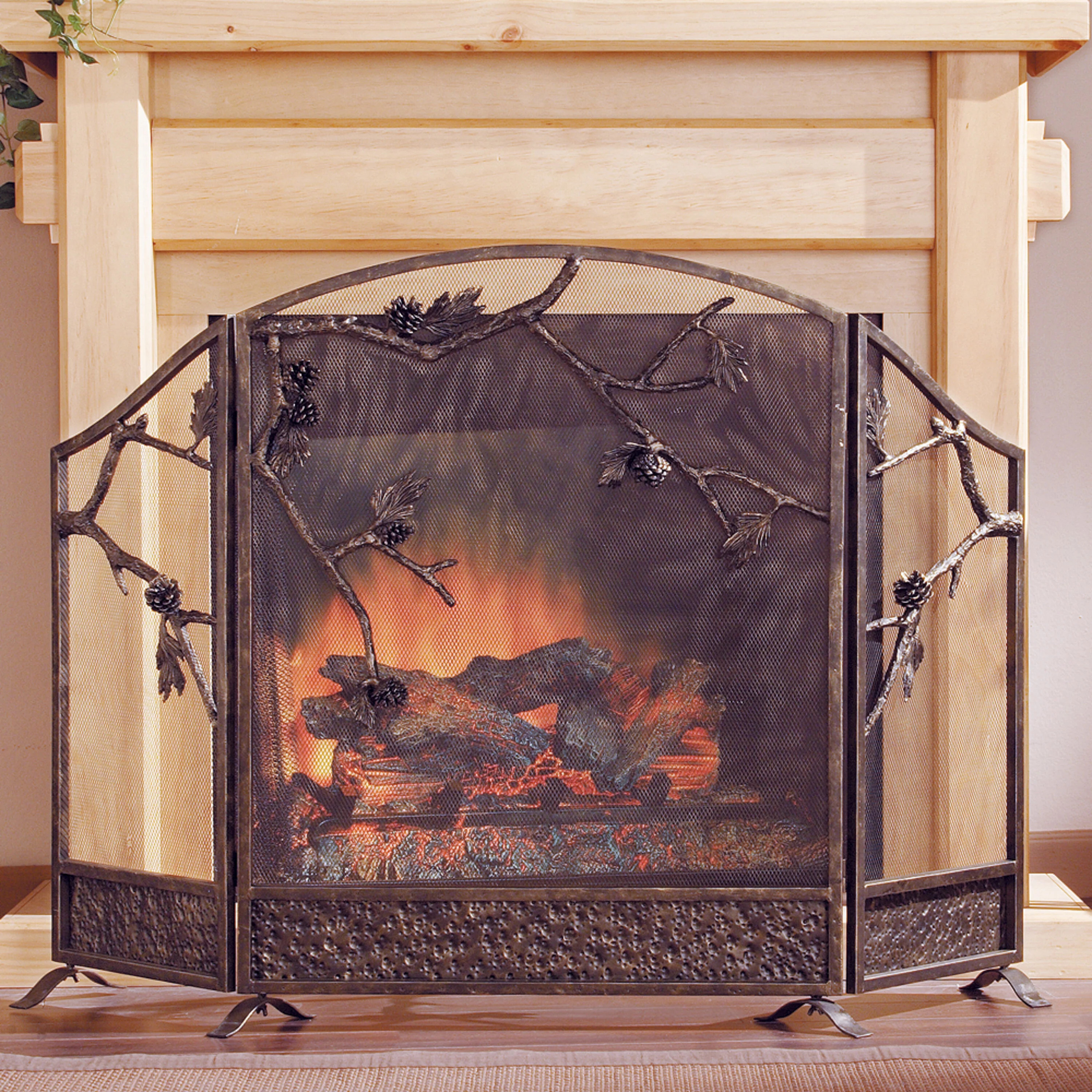 Pinecone Fireplace Screen | Plow & Hearth