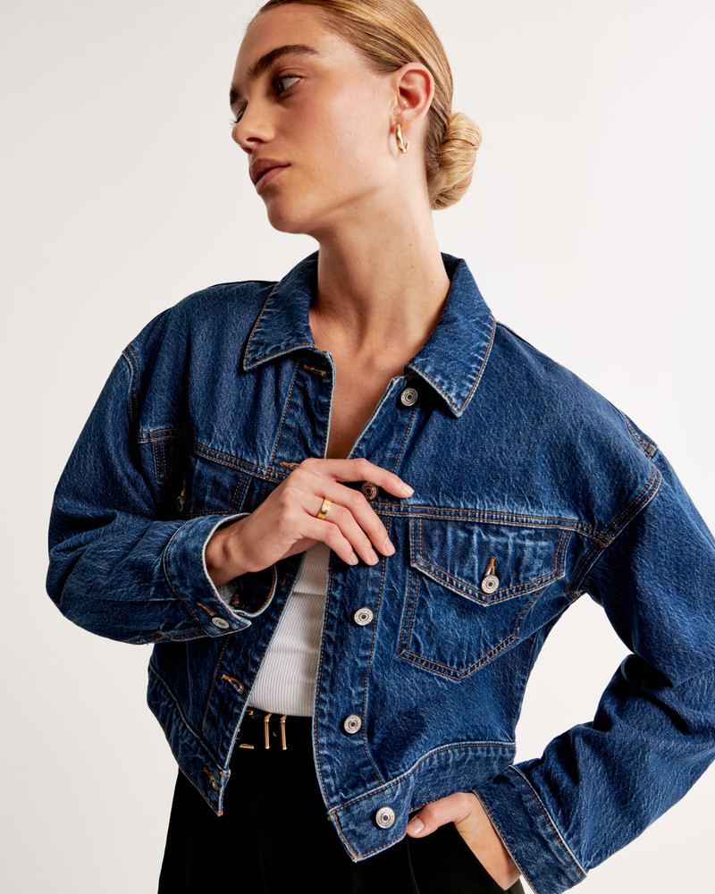 Drapey Cropped Denim Jacket | Abercrombie & Fitch (US)